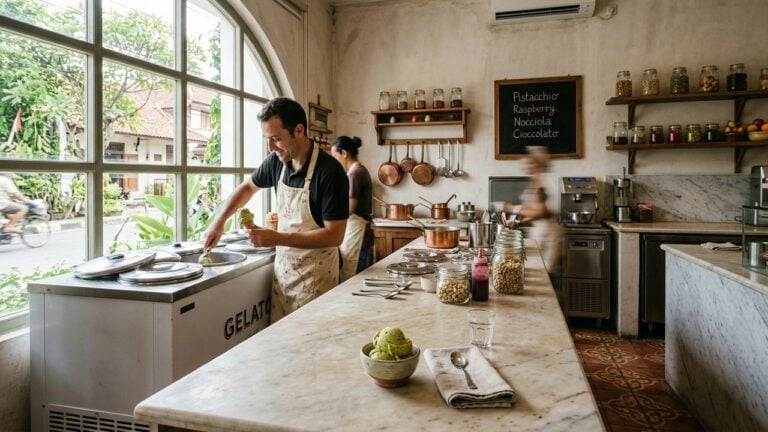Atelier de formation gelato La Gelato Academy au laboratoire de Yogyakarta