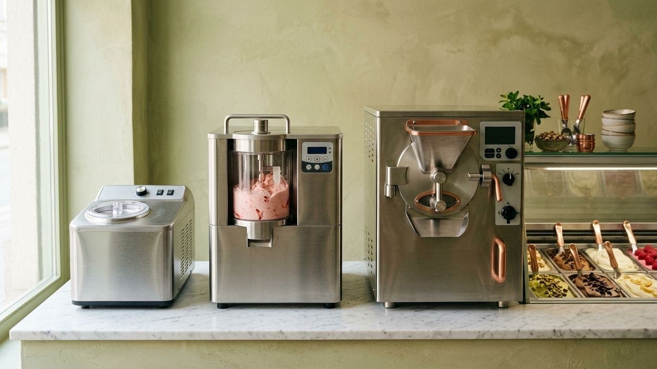 Ice cream machine price comparison 2026 mini business professional categories in Indonesia