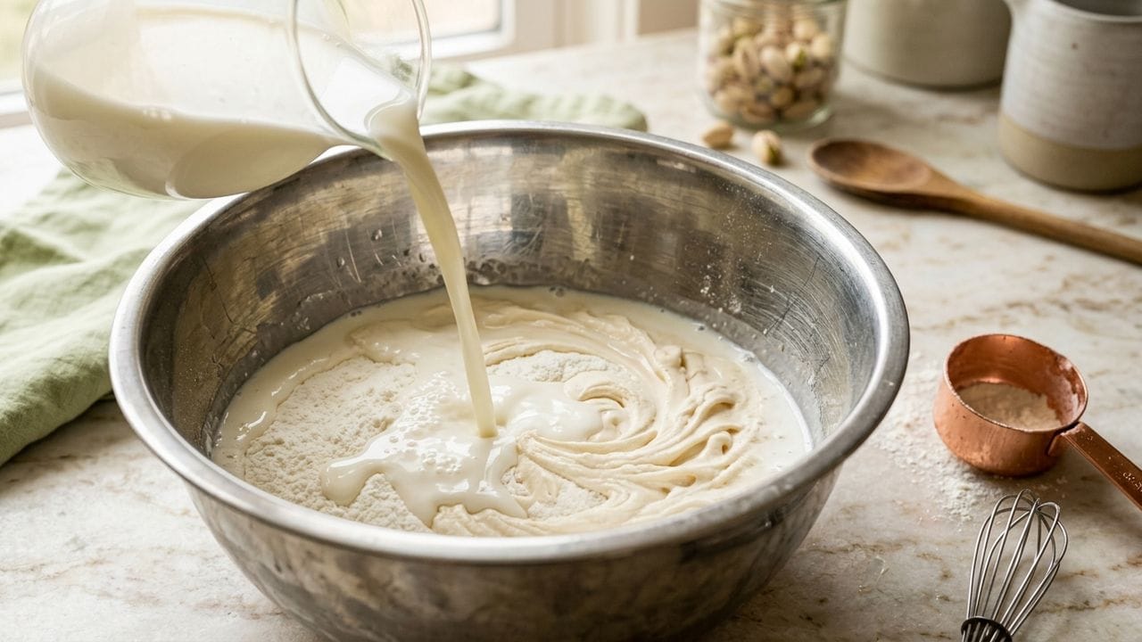 Tahap pencampuran bahan dalam kursus membuat gelato metode cold process