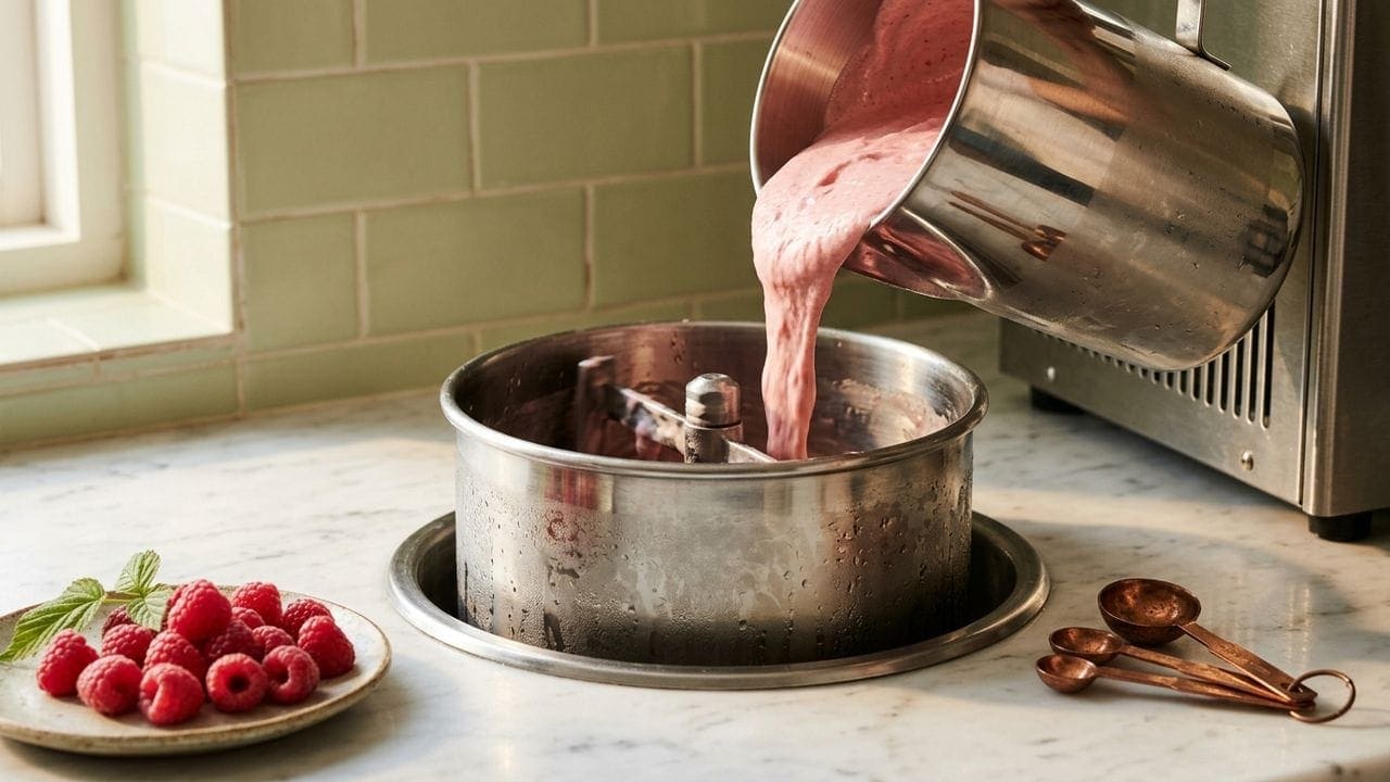Demonstrasi pelatihan es krim metode cold process di workshop La Gelato Academy Yogyakarta