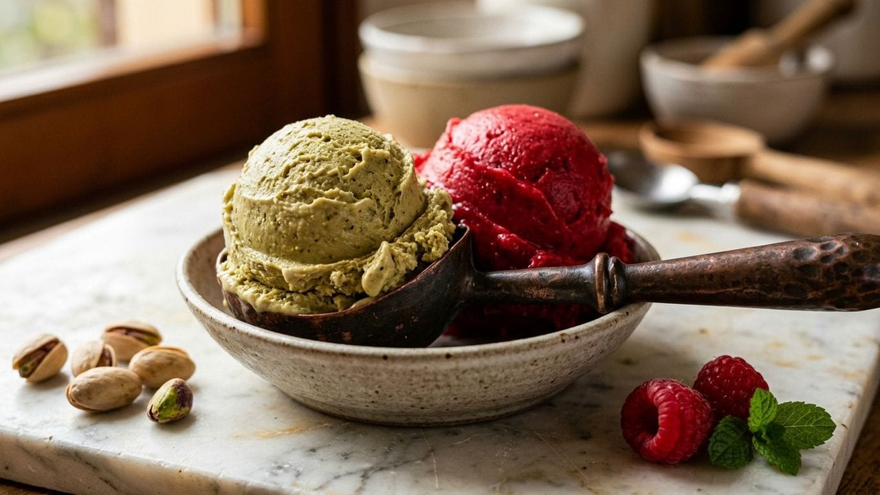 Perbedaan gelato dan es krim dari sisi tekstur dan overrun — gelato artisanal cold process La Gelato Academy lebih padat dan creamy