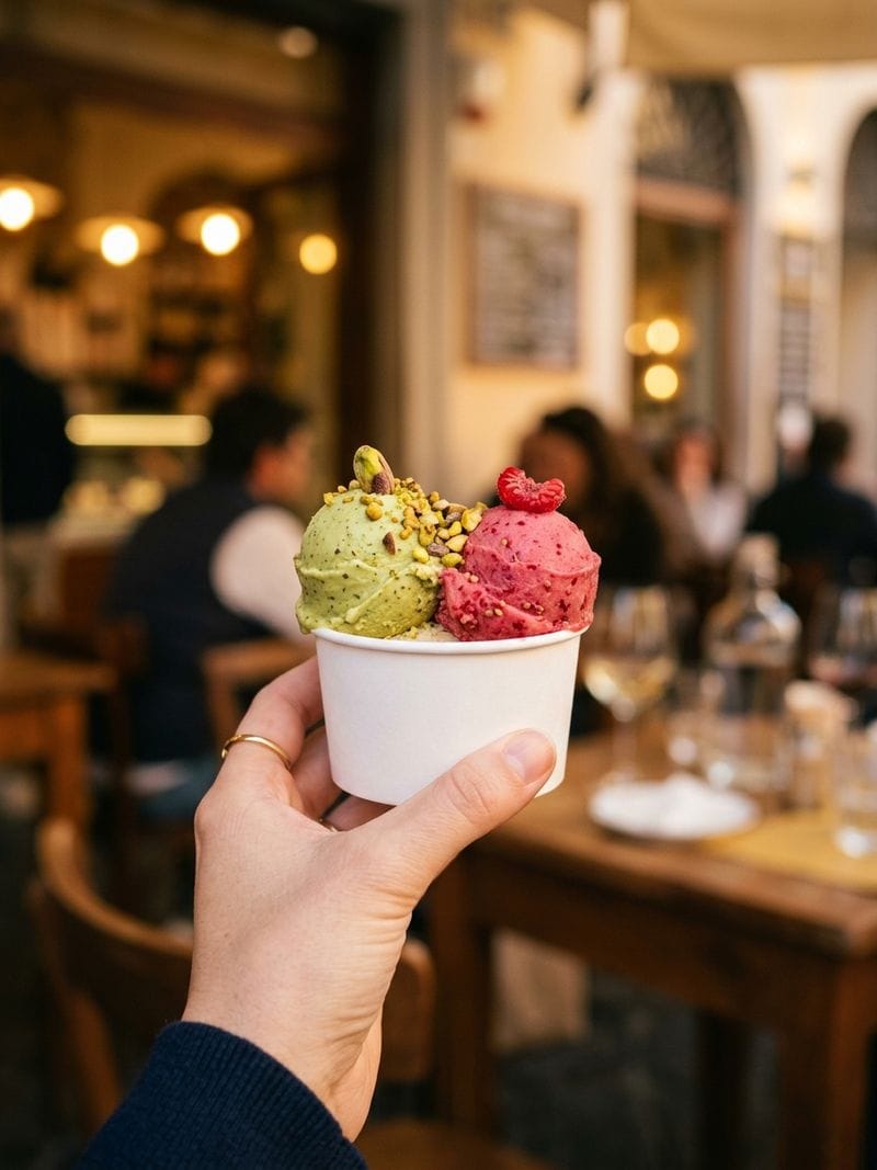 Berbagai pilihan rasa gelato di showcase tempo gelato Italia di Jogja