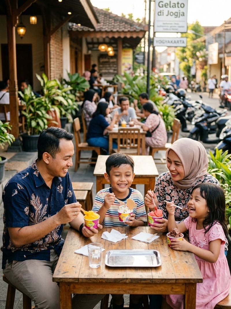 Suasana santai menikmati gelato kaliurang yogyakarta