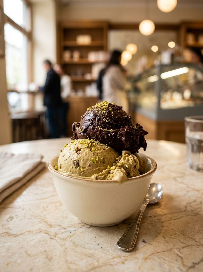 Cup gelato Italia natural Vilo Gelato dengan tekstur padat tanpa pengawet