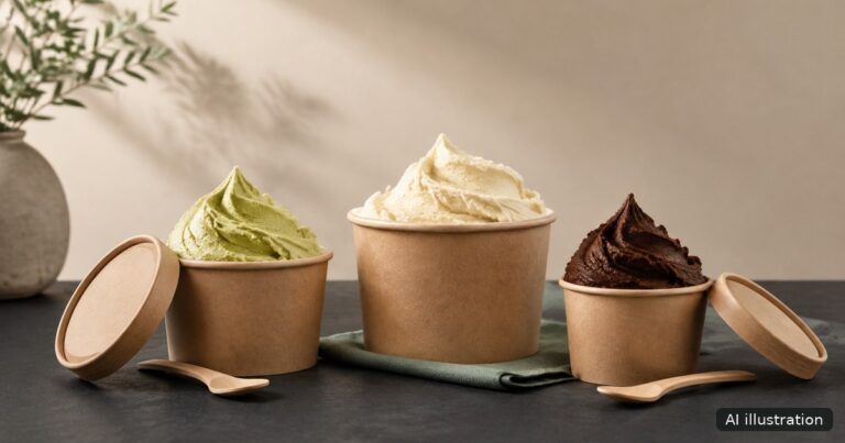 Ilustrasi pilihan kemasan es krim untuk usaha gelato