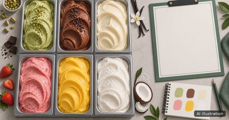 Ilustrasi perencanaan menu gelato untuk usaha